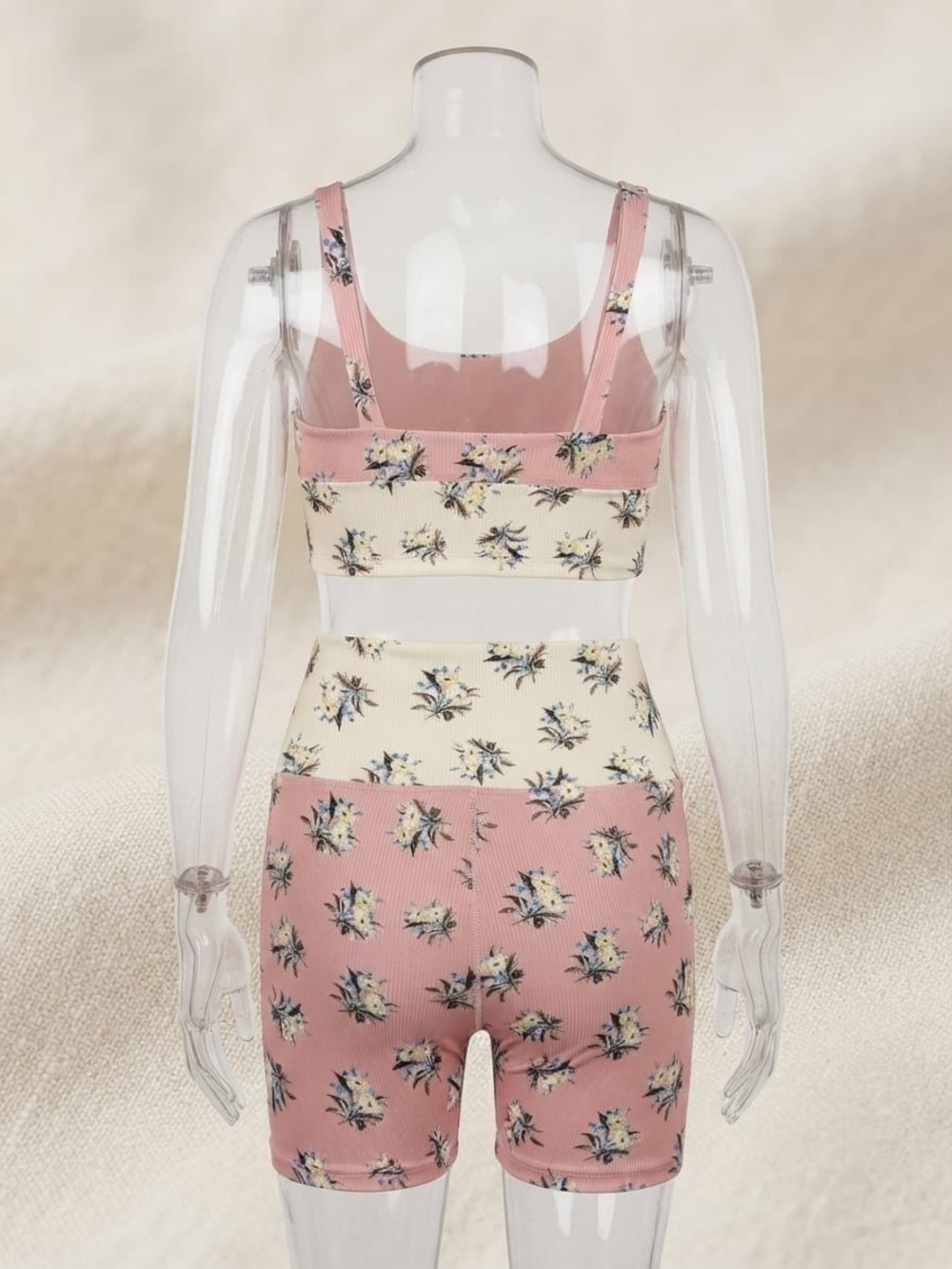 Beach Riot Pink & Cream Ribbed Two-Piece Set Label - Picture 3 of 3